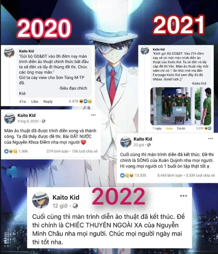 Kaito Kid - Nhân vật bí ẩn gây sốt với dự báo đề thi ngữ văn