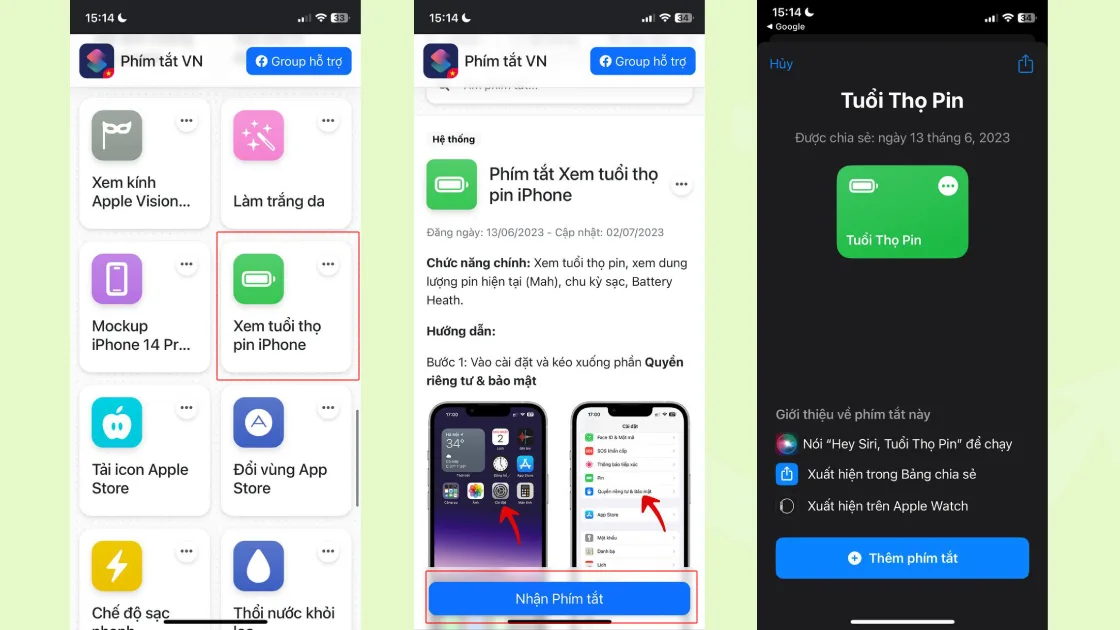 kiểm tra tình trạng trên iPhone
