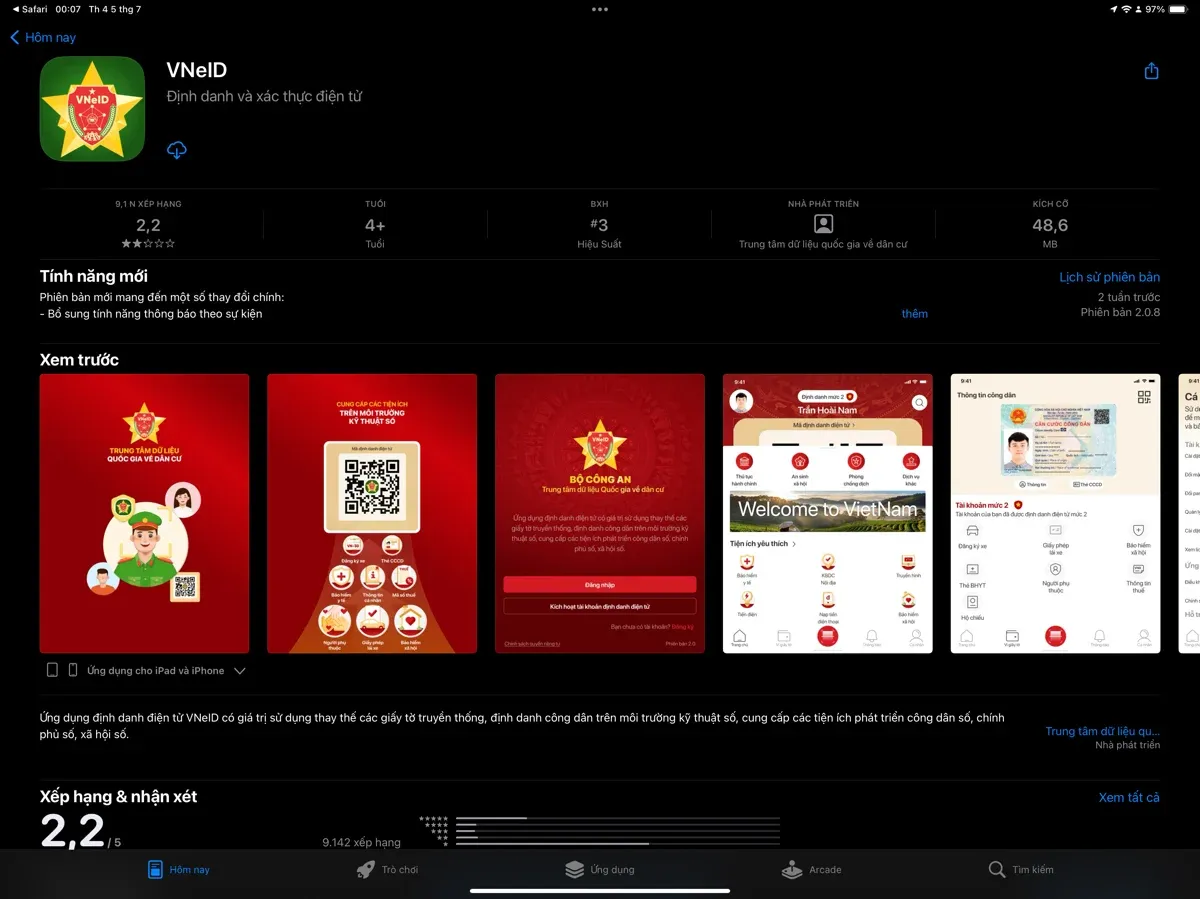 Ứng dụng định danh điện tử VNeID không hoạt động trên iOS 17 Beta