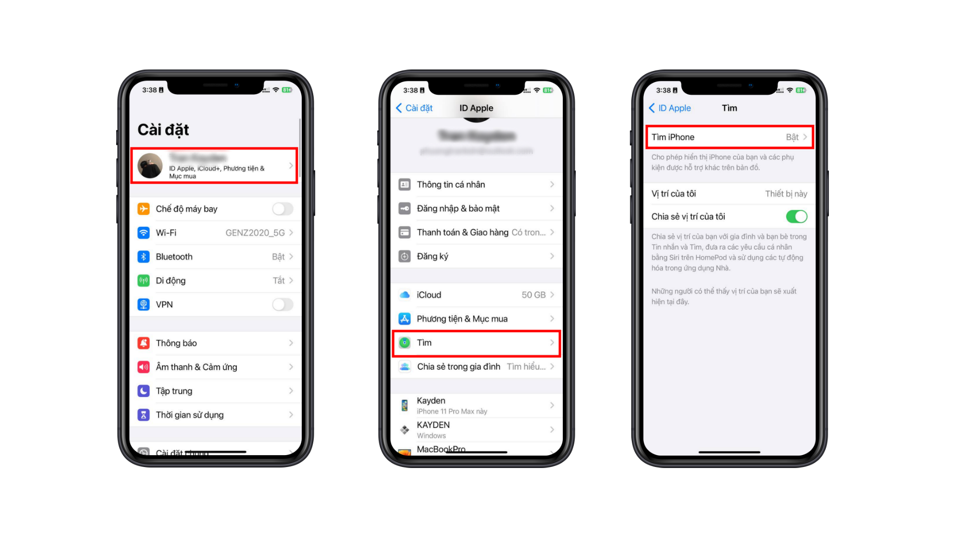thiết lập Find My iPhone