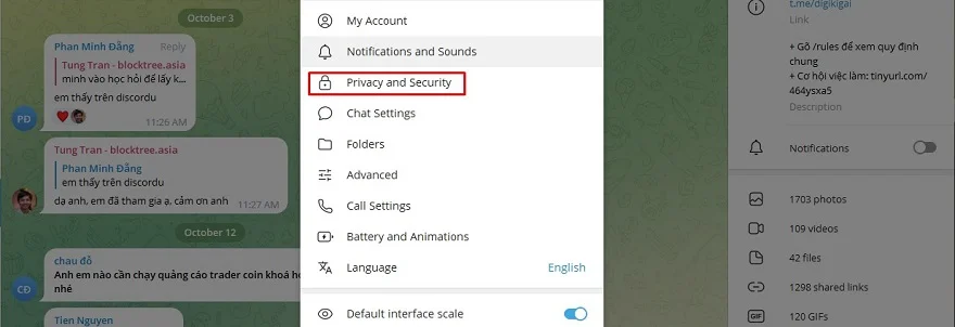 Ẩn số điện thoại trên Telegram