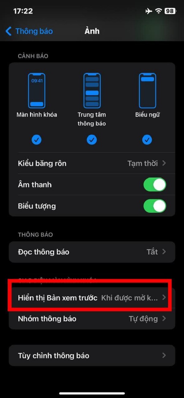 Ẩn thông báo khi bạn đang ghi màn hình.