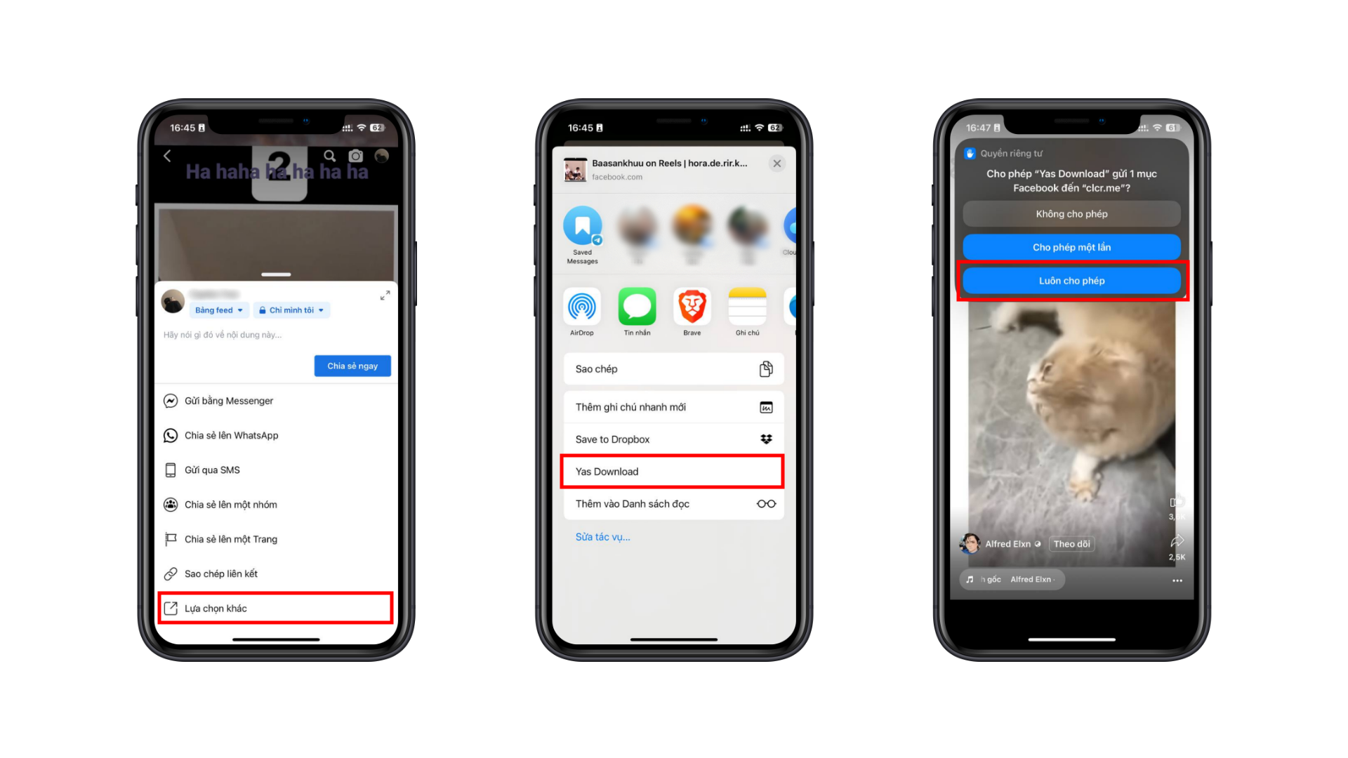 Cách tải video thông qua ứng dụng Phím tắt Yas Download