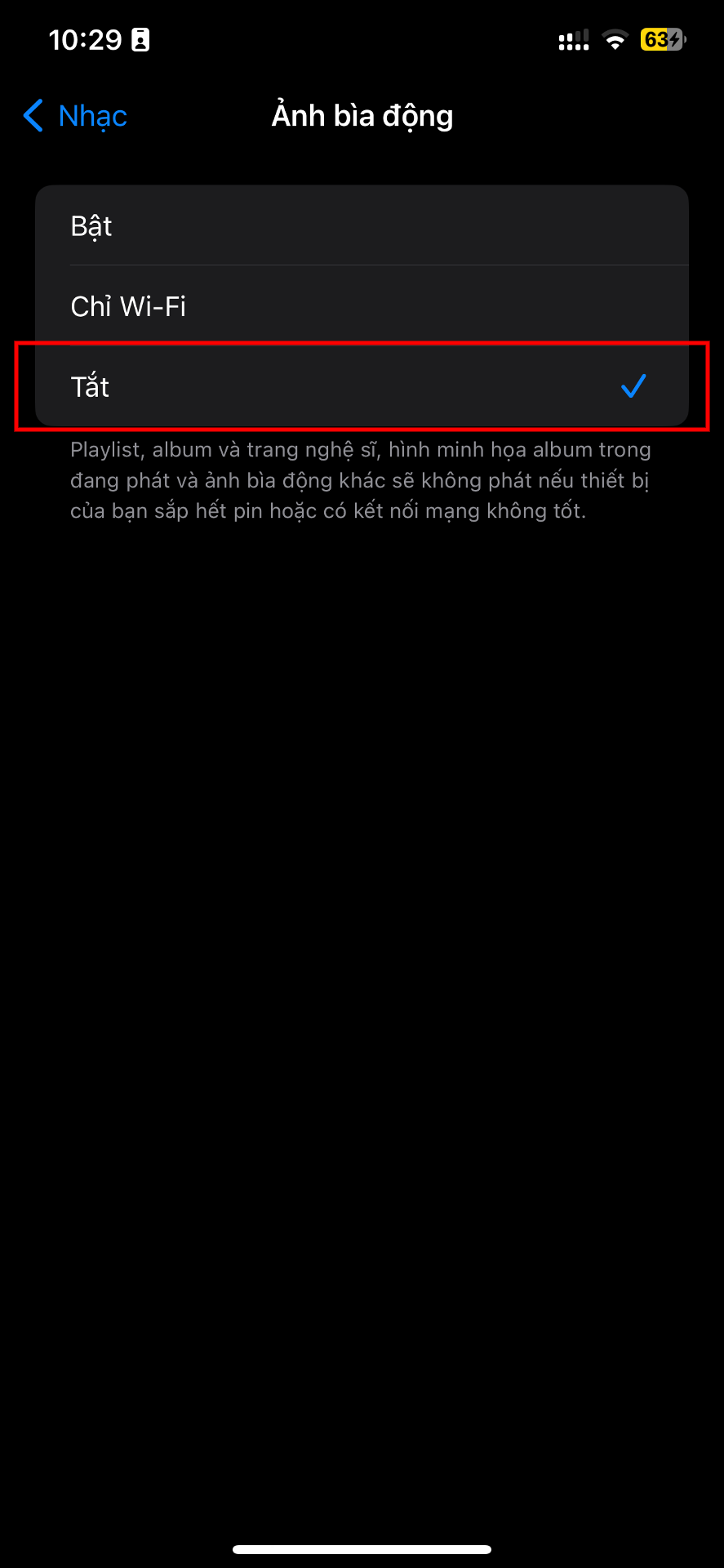 Cách tắt ảnh bìa động trên ứng dụng Apple Music