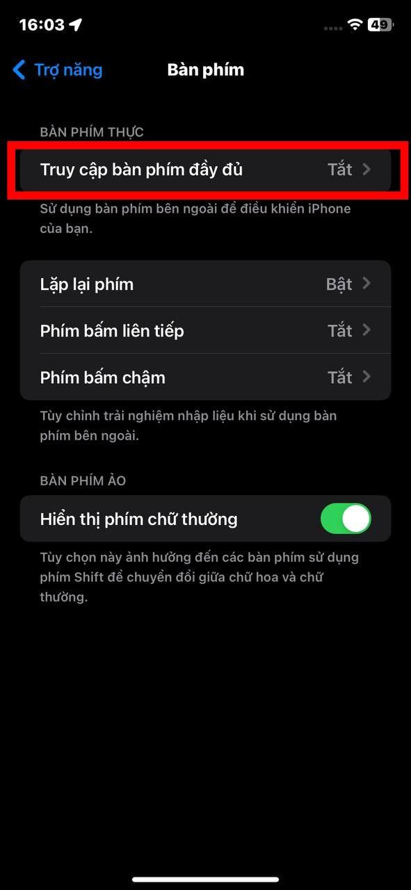Cài đặt bàn phím ảo và bên ngoài trên iPhone