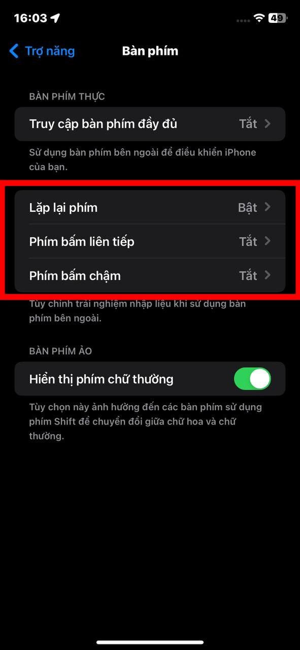 Cài đặt bàn phím ảo và bên ngoài trên iPhone