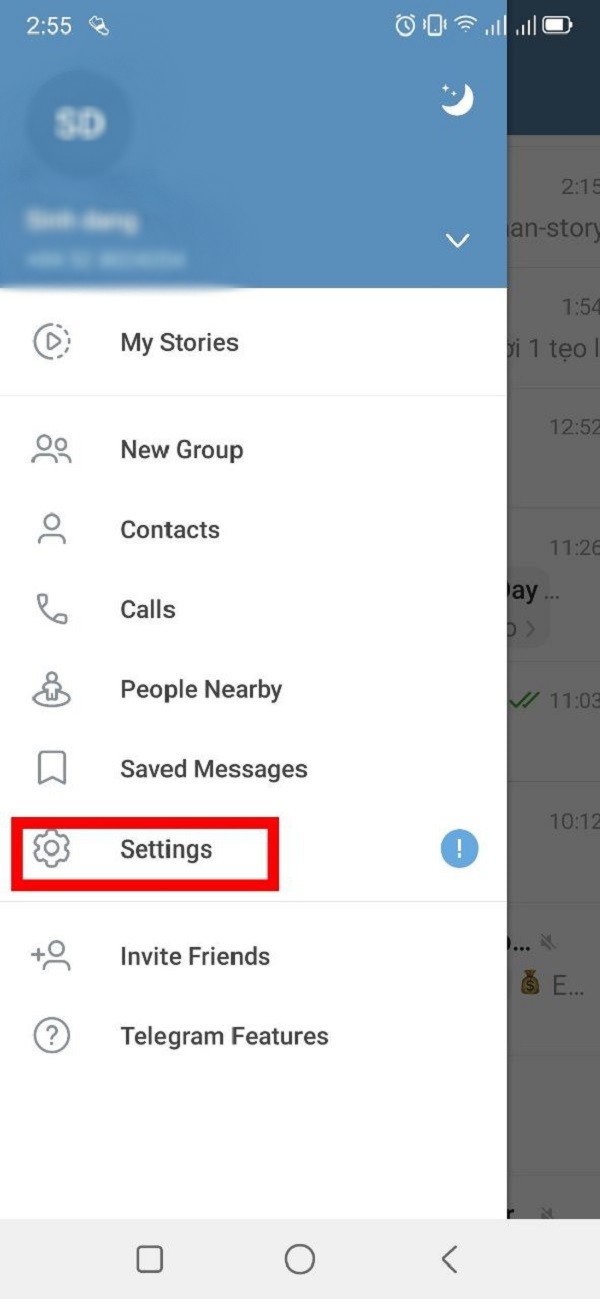 Chặn story trên Telegram
