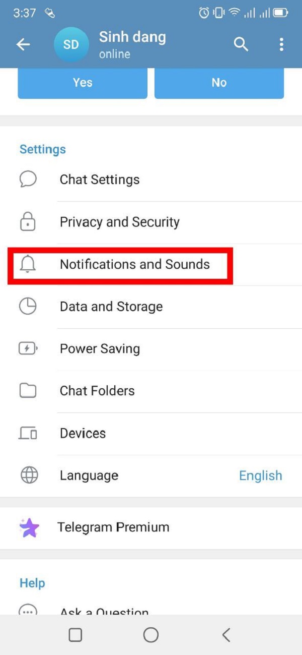 Chặn story trên Telegram