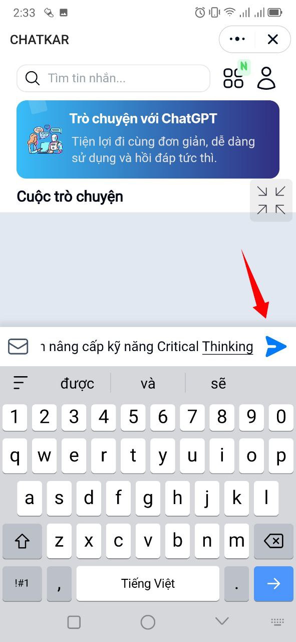 Sử dụng ChatGPT trên Zalo