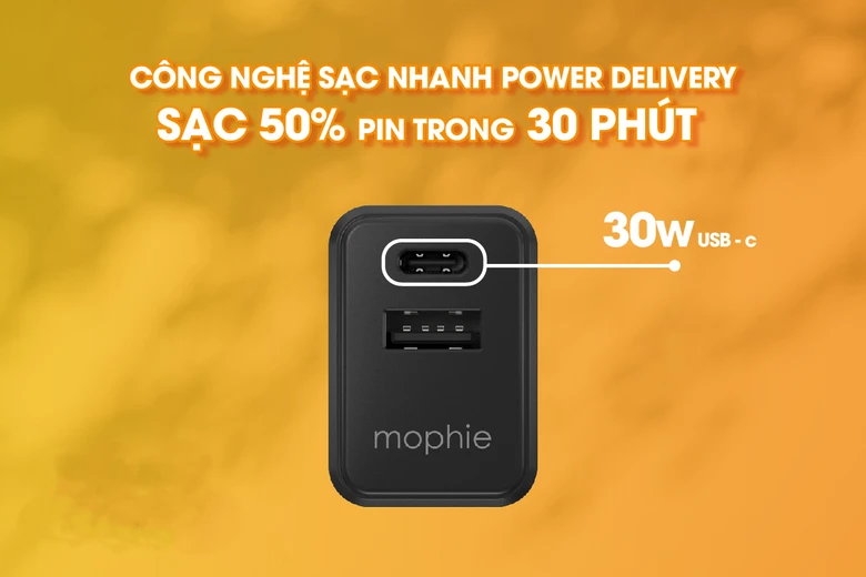 Cốc sạc nhanh Mophie Essentials PD 30W 1A1C