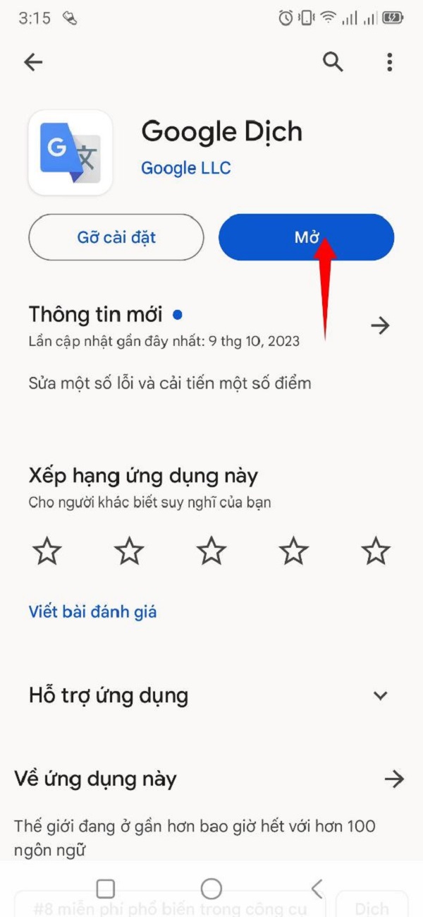 Dịch văn bản từ hình ảnh trên Google Dịch