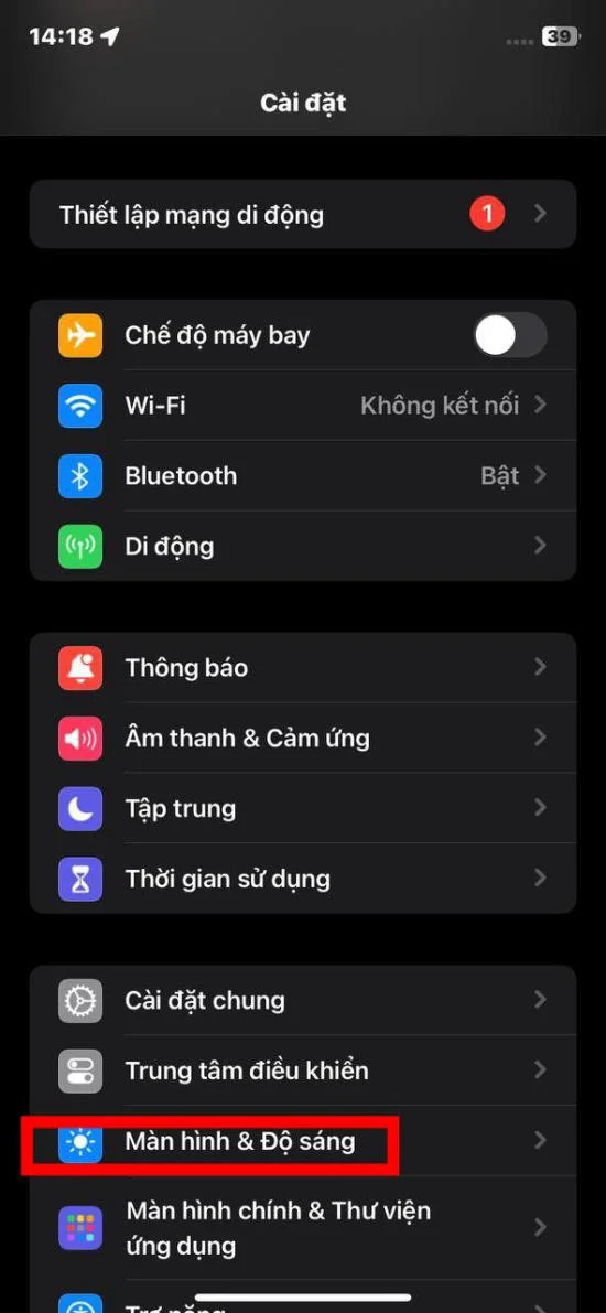 Điều chỉnh chế độ sáng
