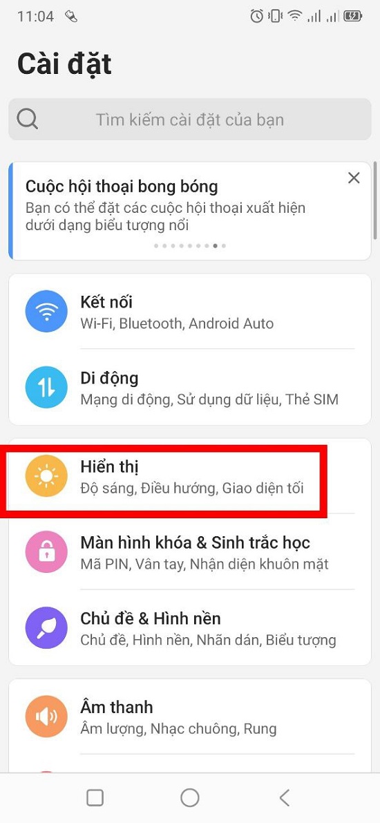 Điều chỉnh thời gian tắt màn hình
