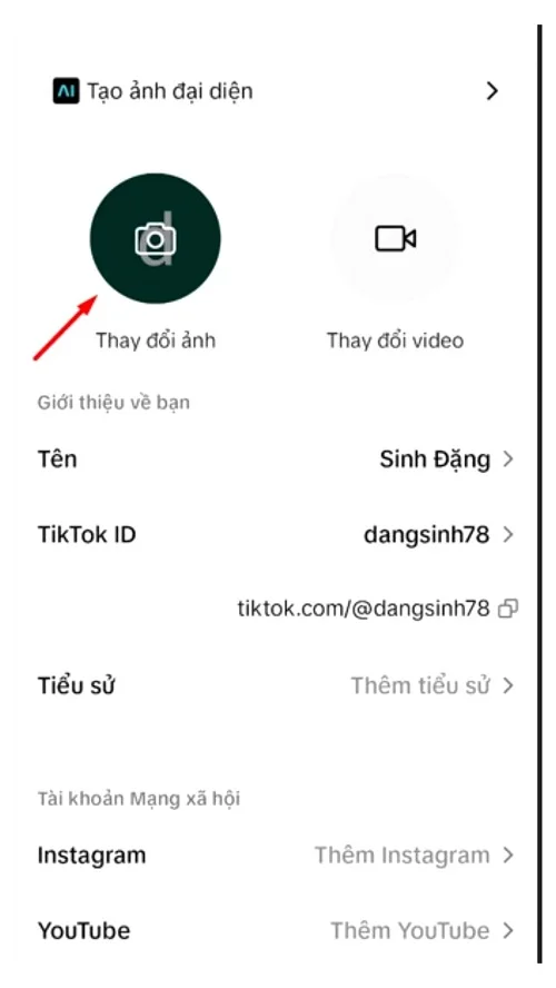 Hướng dẫn đổi Avatar trên TikTok 