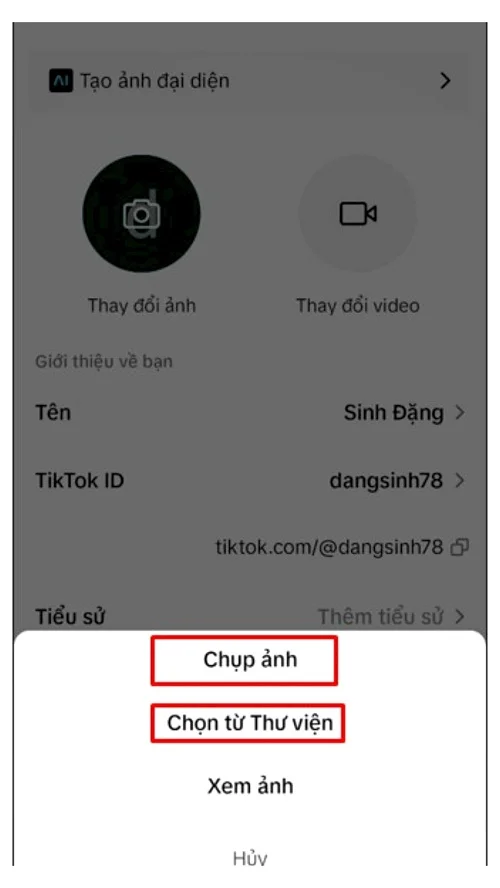 Hướng dẫn đổi Avatar trên TikTok 