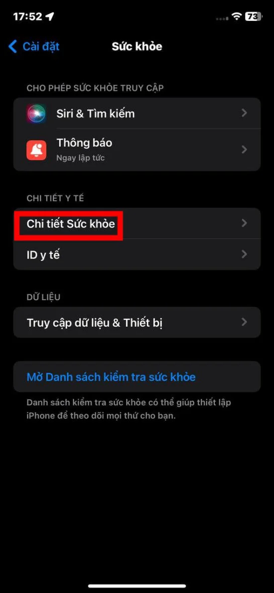 Ghi chi tiết sức khỏe