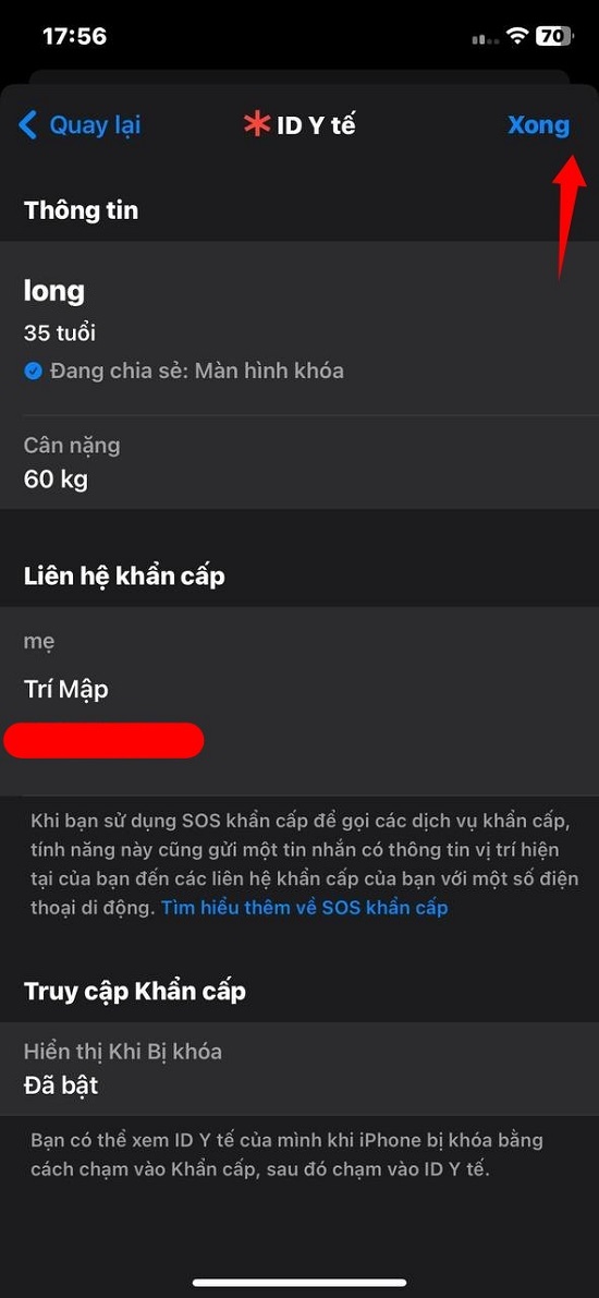 ghi chi tiết sức khỏe