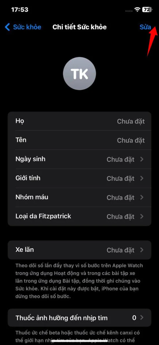 Ghi chi tiết sức khỏe