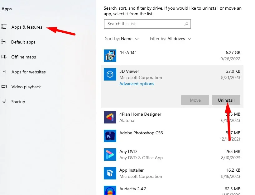 Gỡ ứng dụng Win 10