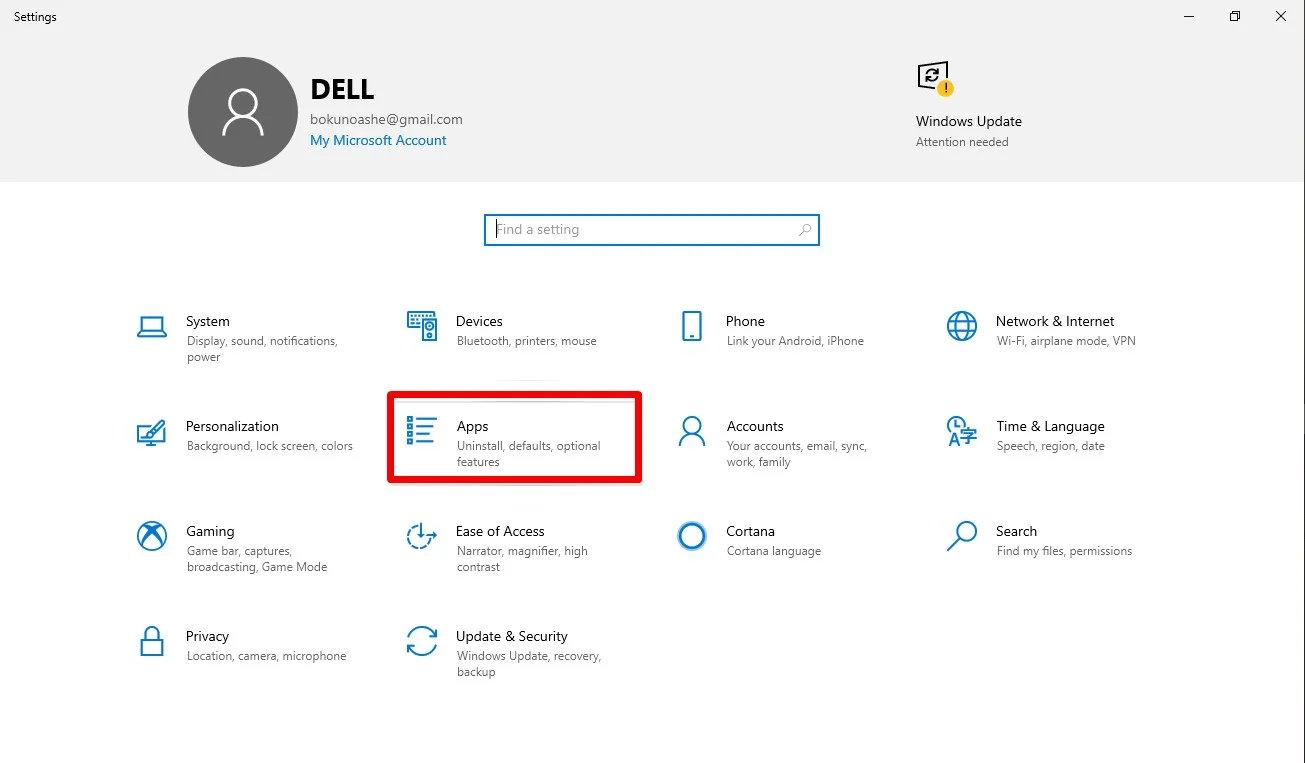 Gỡ ứng dụng trên Win 10