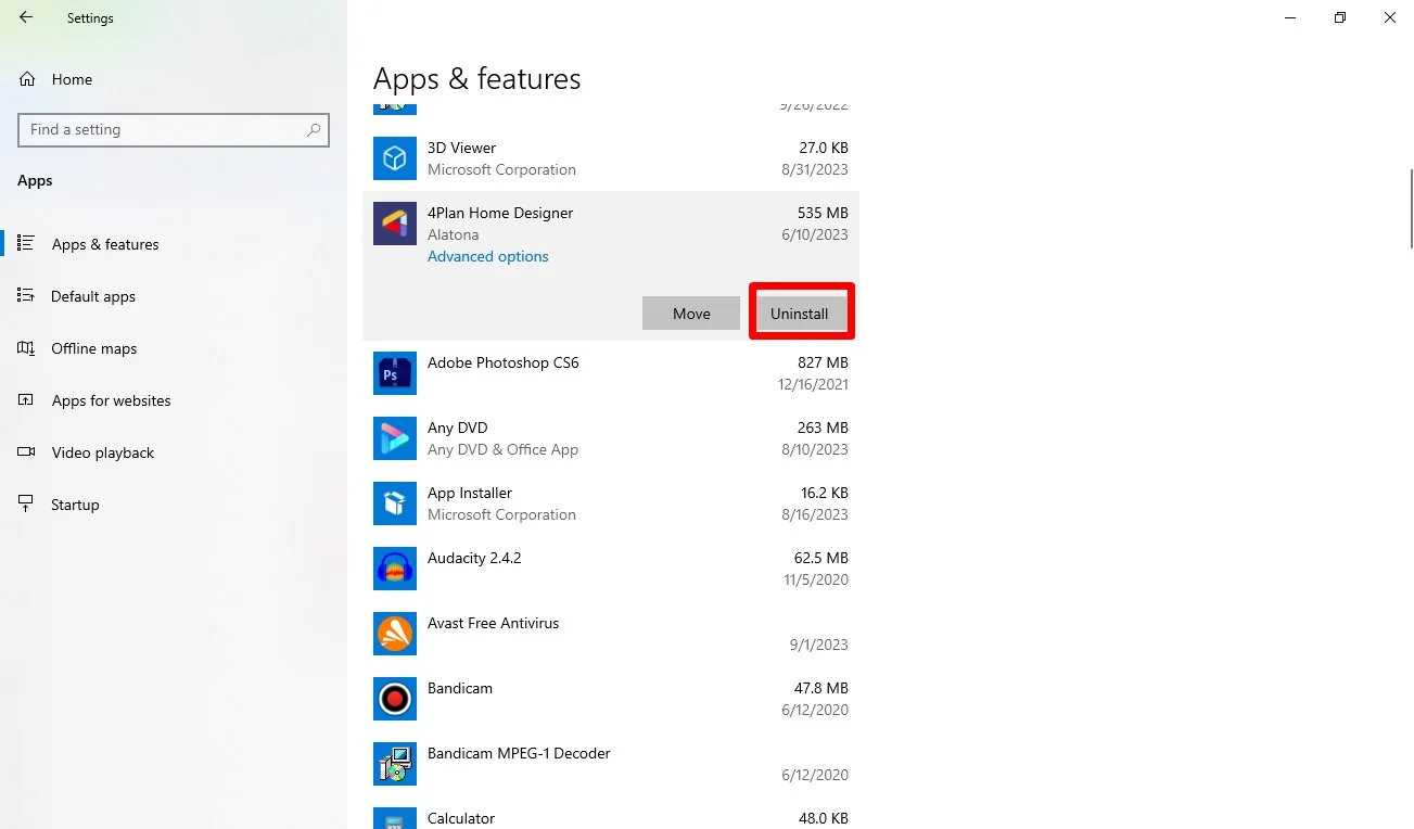 Gỡ ứng dụng trên Win 10