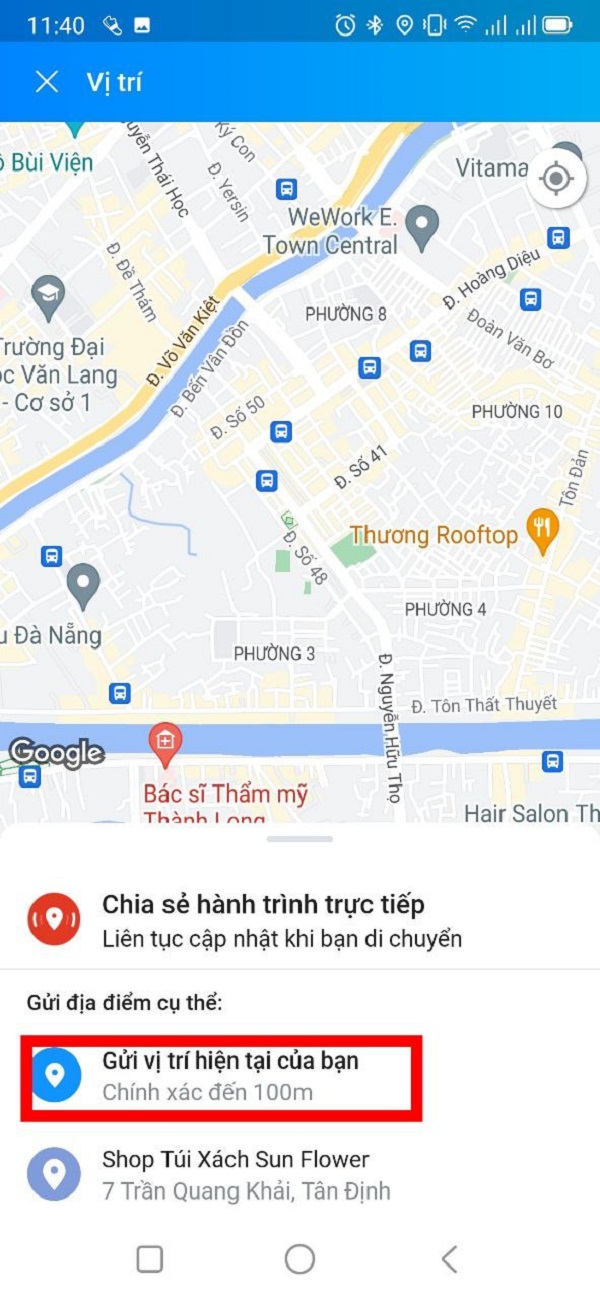 Gửi định vị trên Zalo