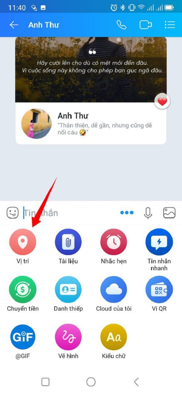 Gửi định vị trên Zalo