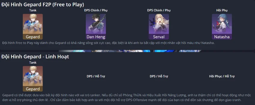 Hướng dẫn build Gepard chuẩn tanker Honkai Star Rail