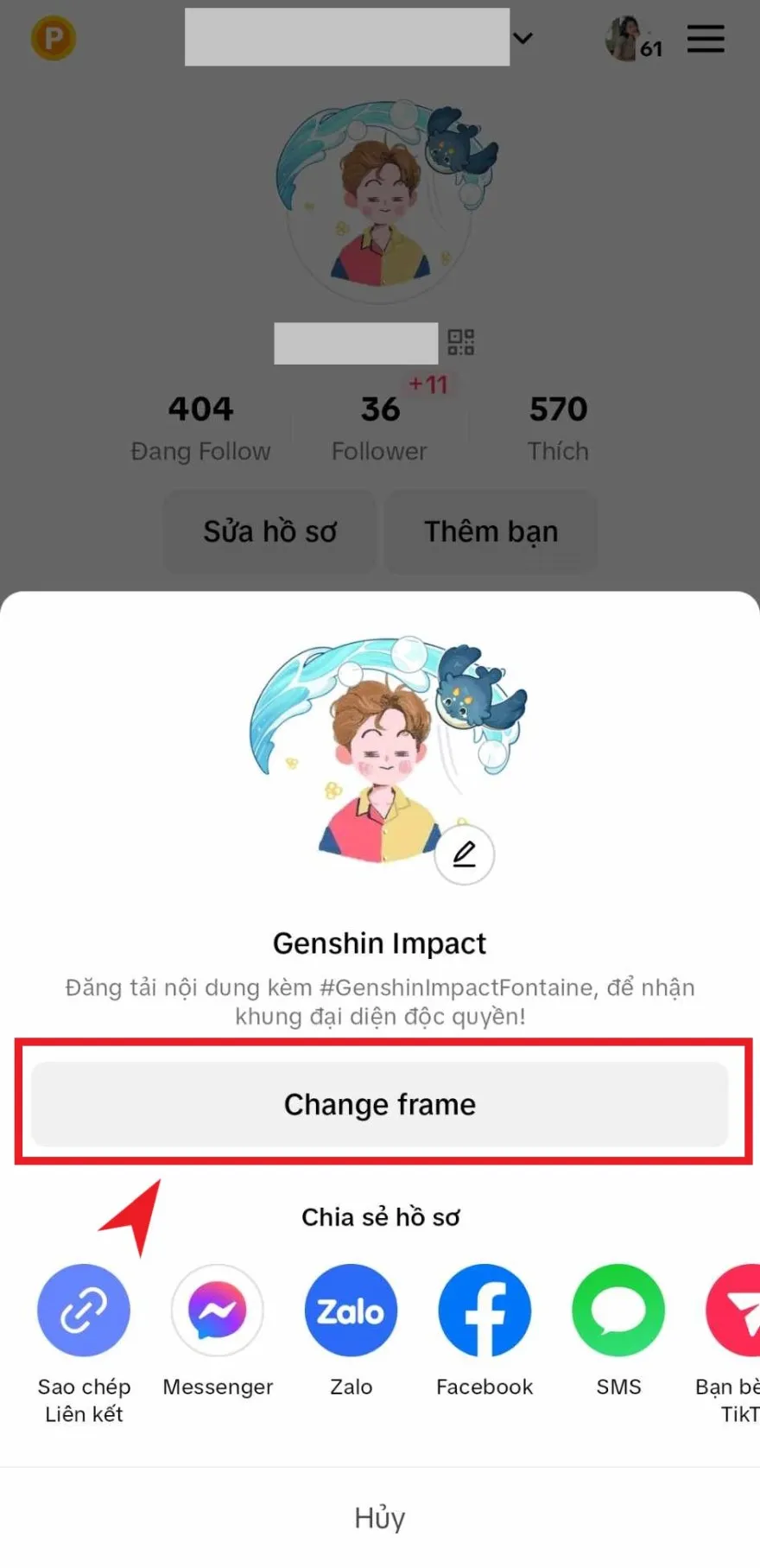 nhận khung genshin impact trên tiktok