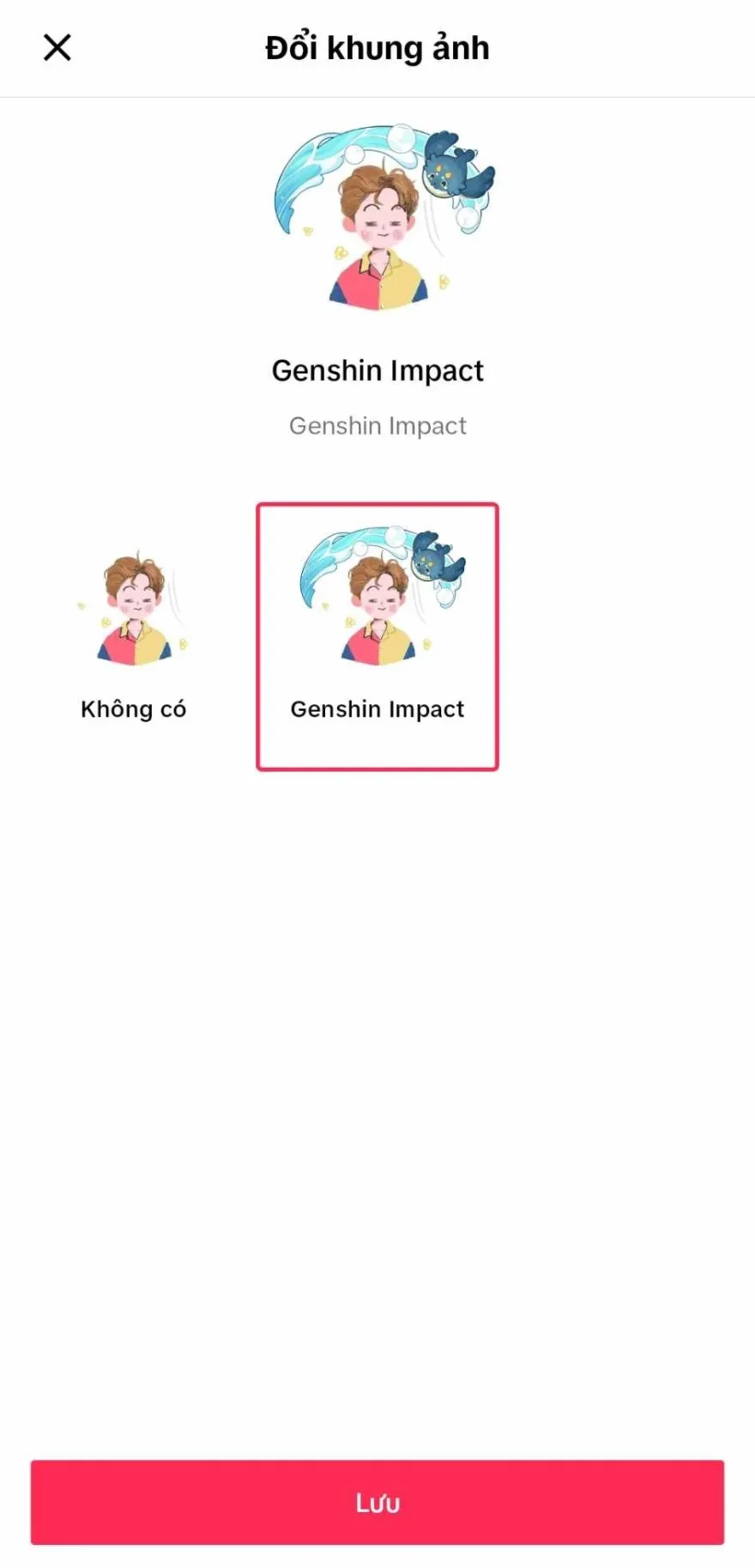 nhận khung genshin impact trên tiktok