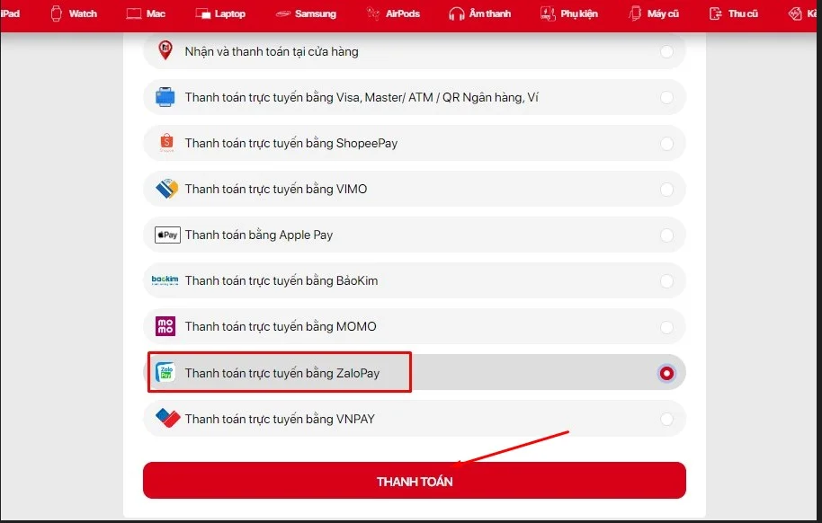 Giảm 200k khi thanh toán bằng Zalopay