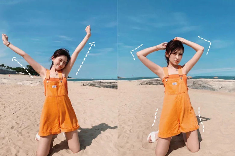 cách giúp bạn gái tạo dáng cực xinh khi đi biển