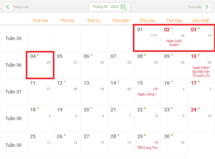 Lịch nghỉ lễ 2/9 kéo dài bao nhiêu ngày?