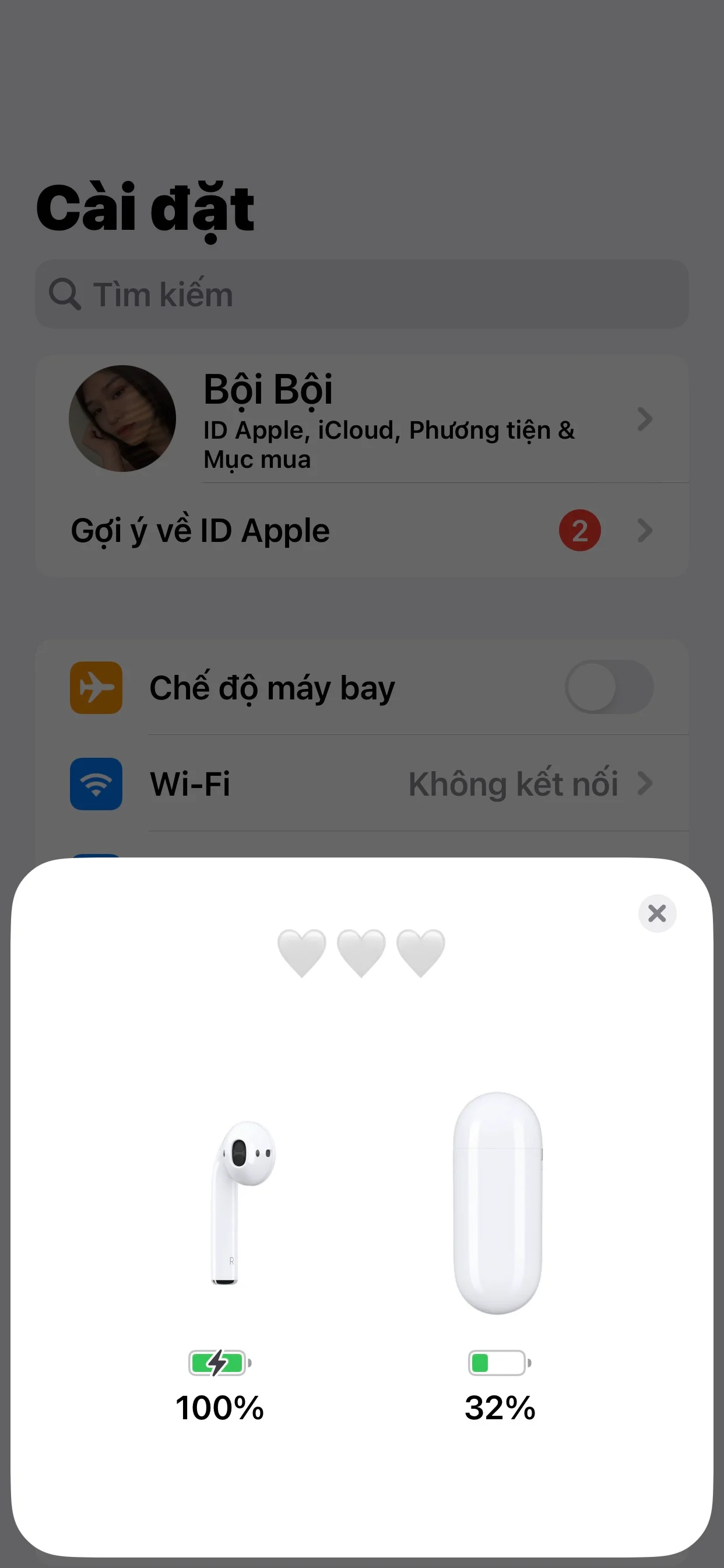 AirPods không nghe được 1 bên tai