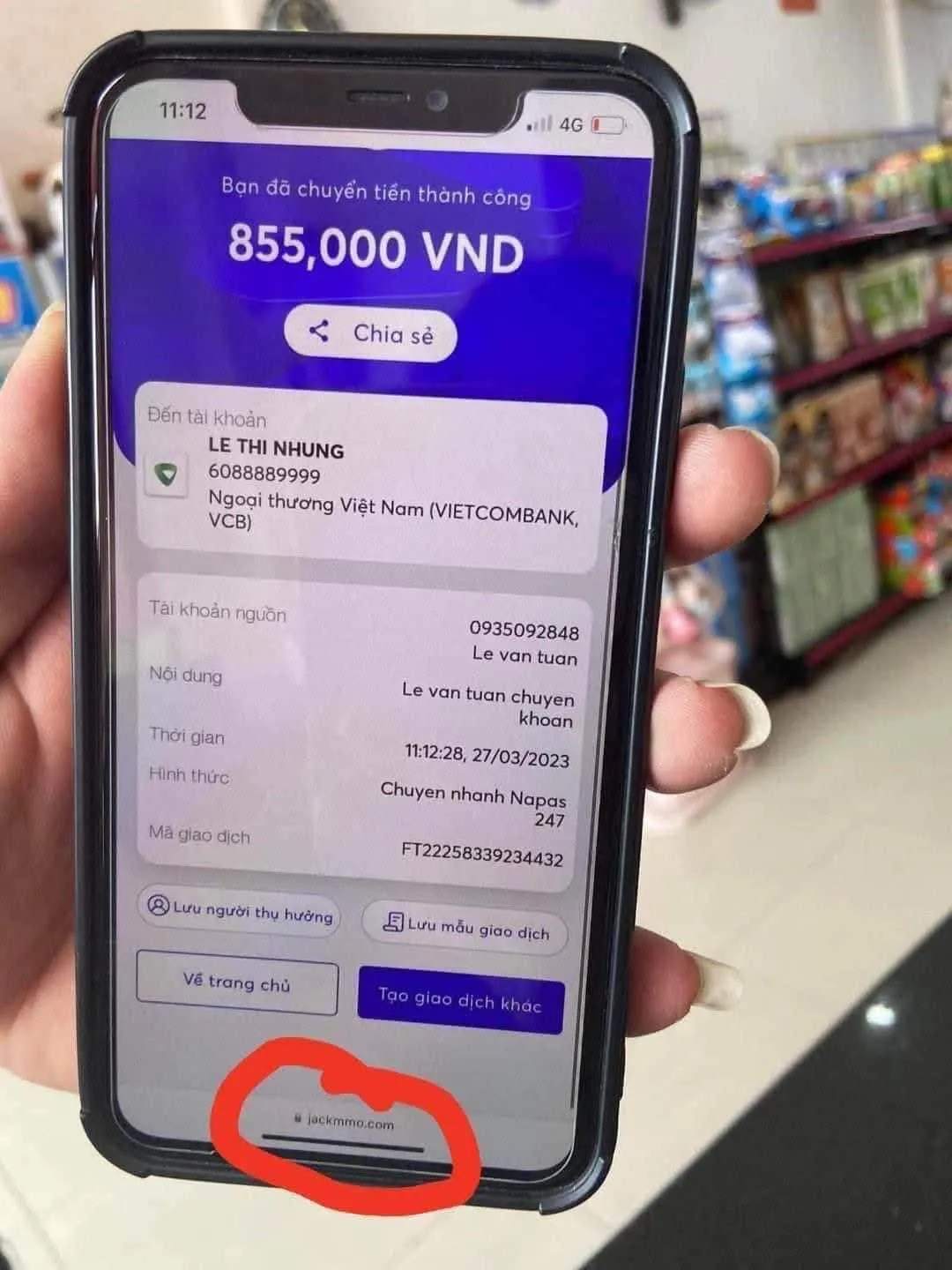 lừa đảo bằng bill chuyển khoản ngân hàng giả