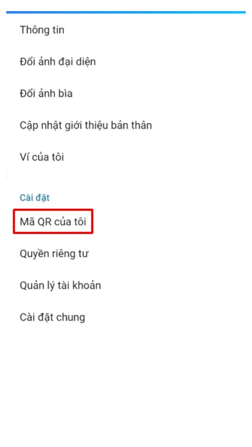 Chia sẻ mã QR Zalo