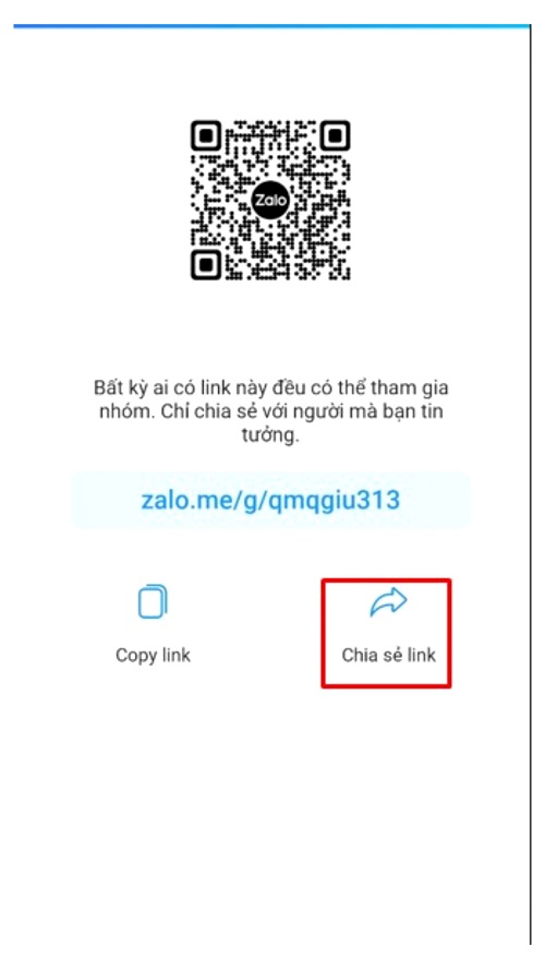 Chia sẻ mã QR Zalo