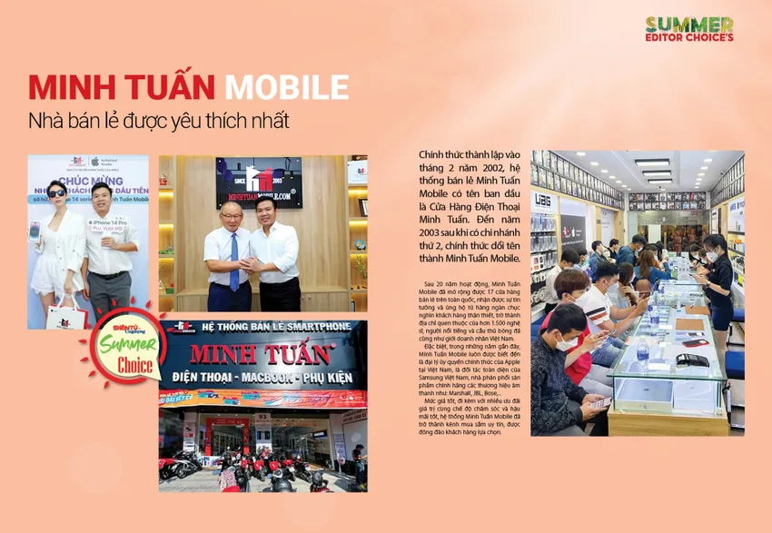 Minh Tuấn Mobile được bình chọn là nhà bán lẻ được yêu thích nhất tại Việt Nam.