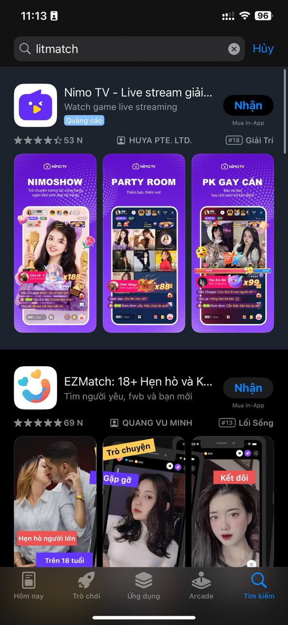 Ứng dụng Litmatch bị xoá khỏi App Store