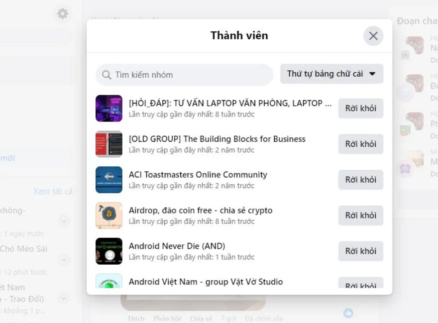 Hướng dẫn rời nhóm chat