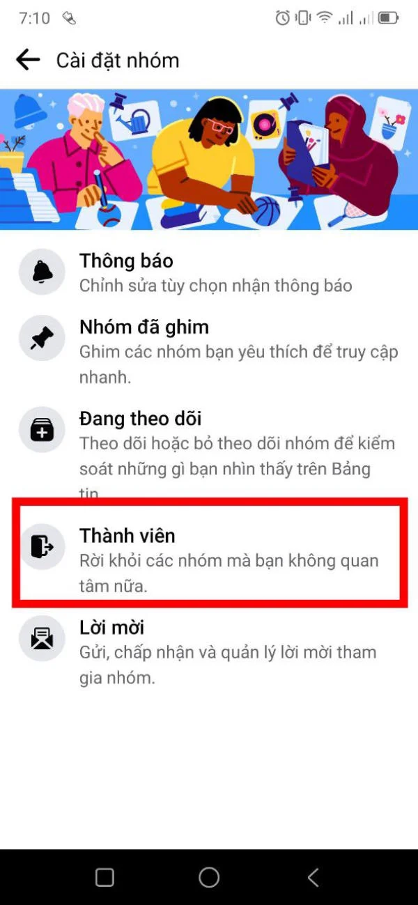Hướng dẫn rời nhóm chat