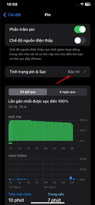 Tính năng tối ưu hóa Pin trên iOS 17.0.2