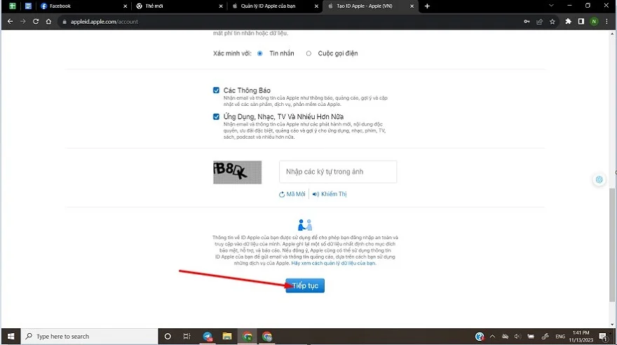 Tạo tài khoản ID Apple trên web