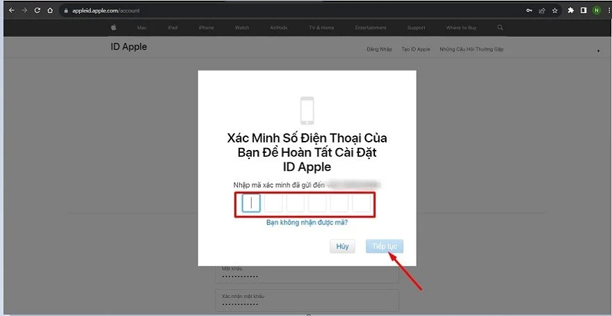 Tạo tài khoản ID Apple trên web