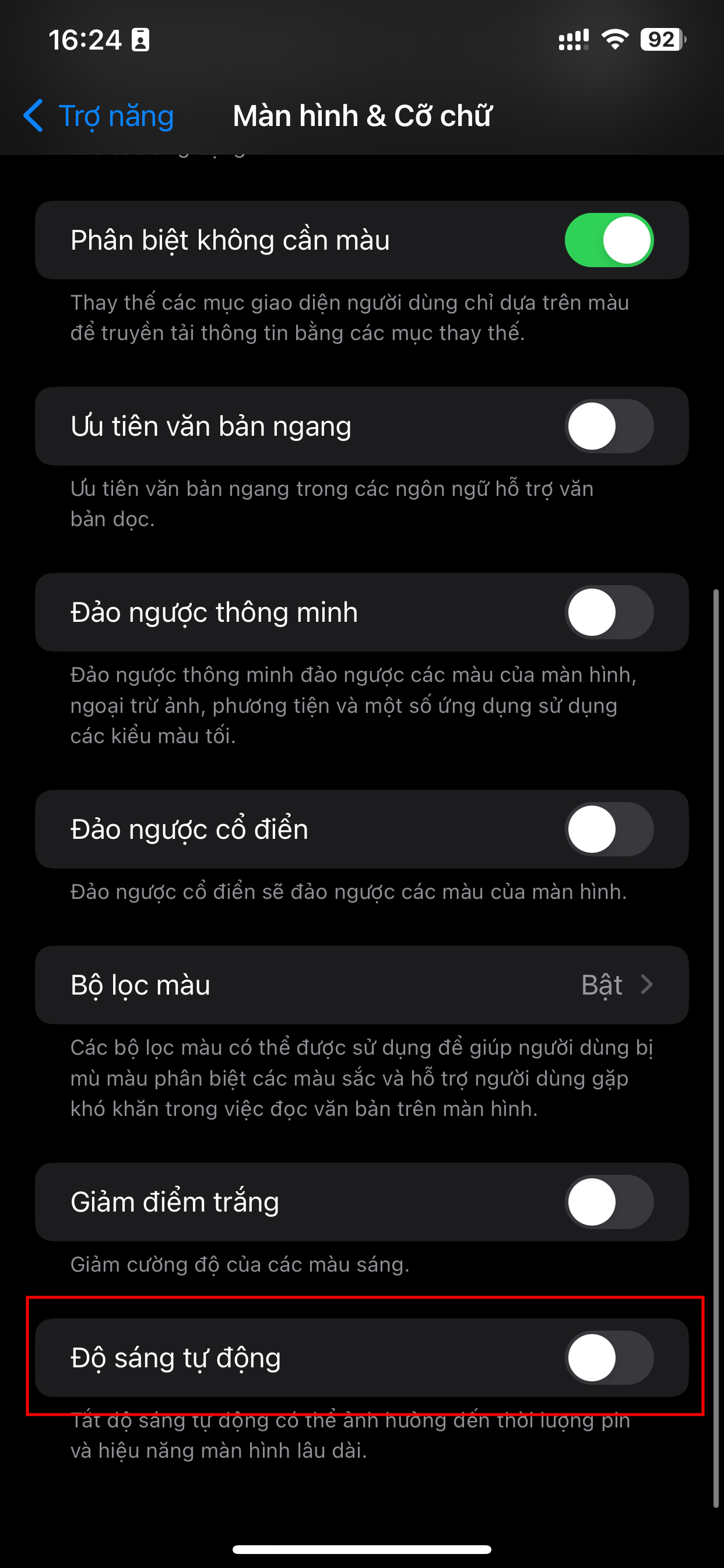 Tắt độ sáng tự động trên iPhone trong 3 bước đơn giản