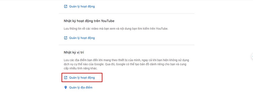 Kiểm tra lịch sử hoạt động