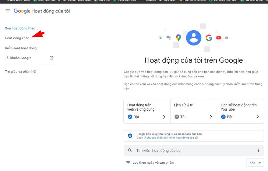Tra cứu lịch sử hoạt động
