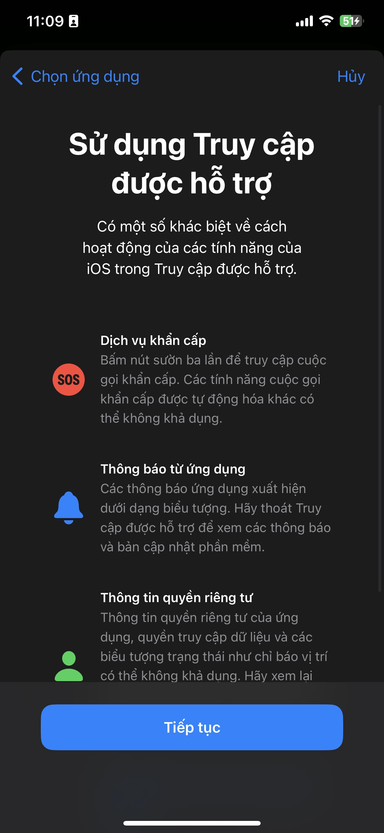 Truy cập được hỗ trợ ios 17