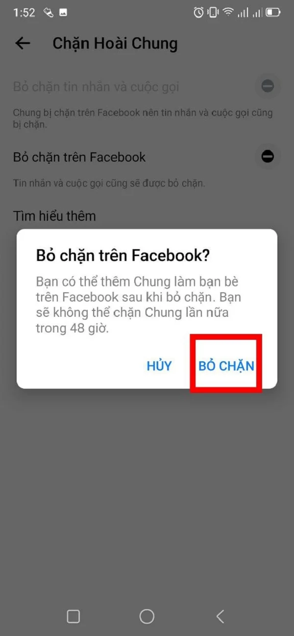 Xóa chặn trên Messenger
