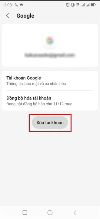 xóa Gmail trên Android